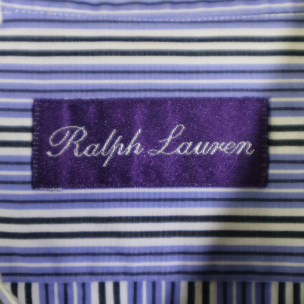 Ralph Lauren Purple Label Mens 17.5 Blue Striped Dress Shirt Italy French Cuff‎ - Picture 3 of 12